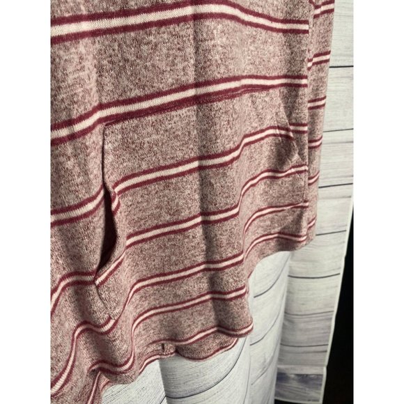 NEW Market & Spruce Womens Brushed Knit Hoodie in red stripes small oversized - Picture 4 of 5